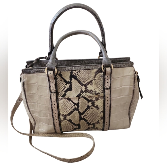 Brahmin Handbag/Crossbody Leather Snakeskin/ Croc EUC - Picture 1 of 11